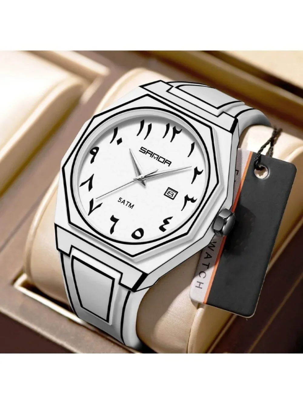 Men's White Analog Silicone Strap Unique Anime-Inspired Arabic Dial Wrist Watch
